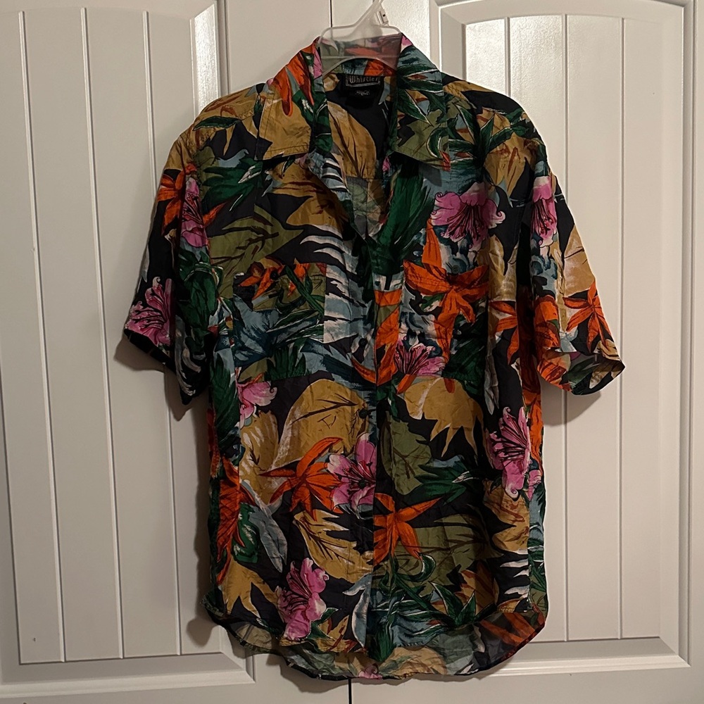 Vintage Silk Hawaiian Button Down Shirt Women’s